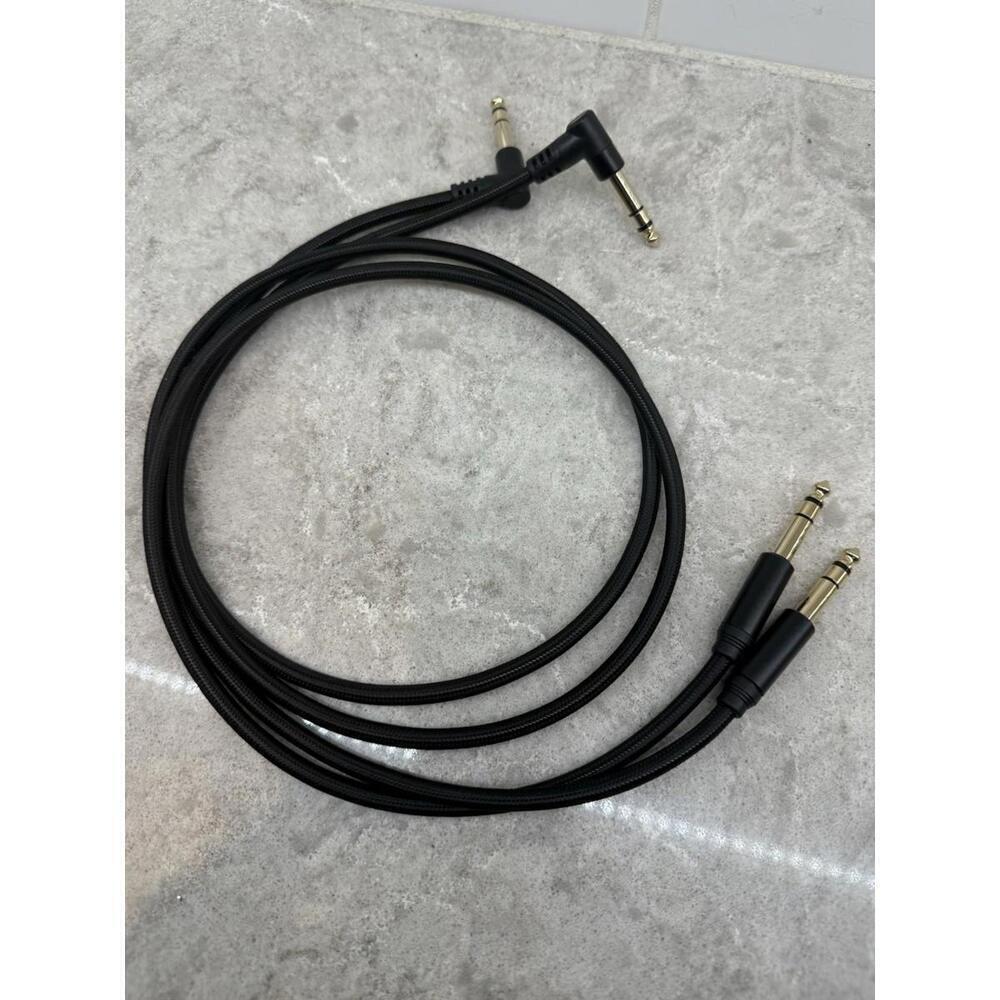 Lot of two: Audio cables 2 1/4 in TRS connectors. Gold plated braided shielding